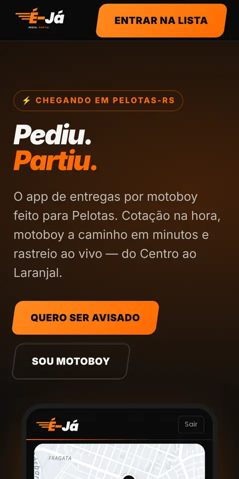 Site É-Já no celular
